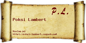 Poksi Lambert névjegykártya